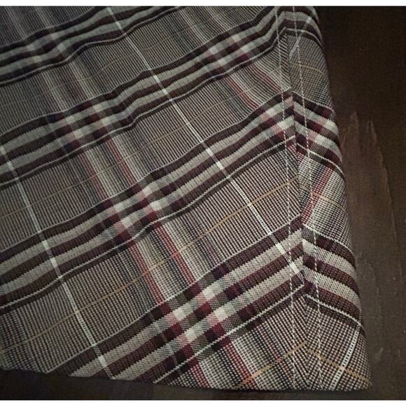 Theory Plaid Mini Skirt High Waist 100% Virgin Wool Back Zip Women's Size 12 - Picture 2 of 8